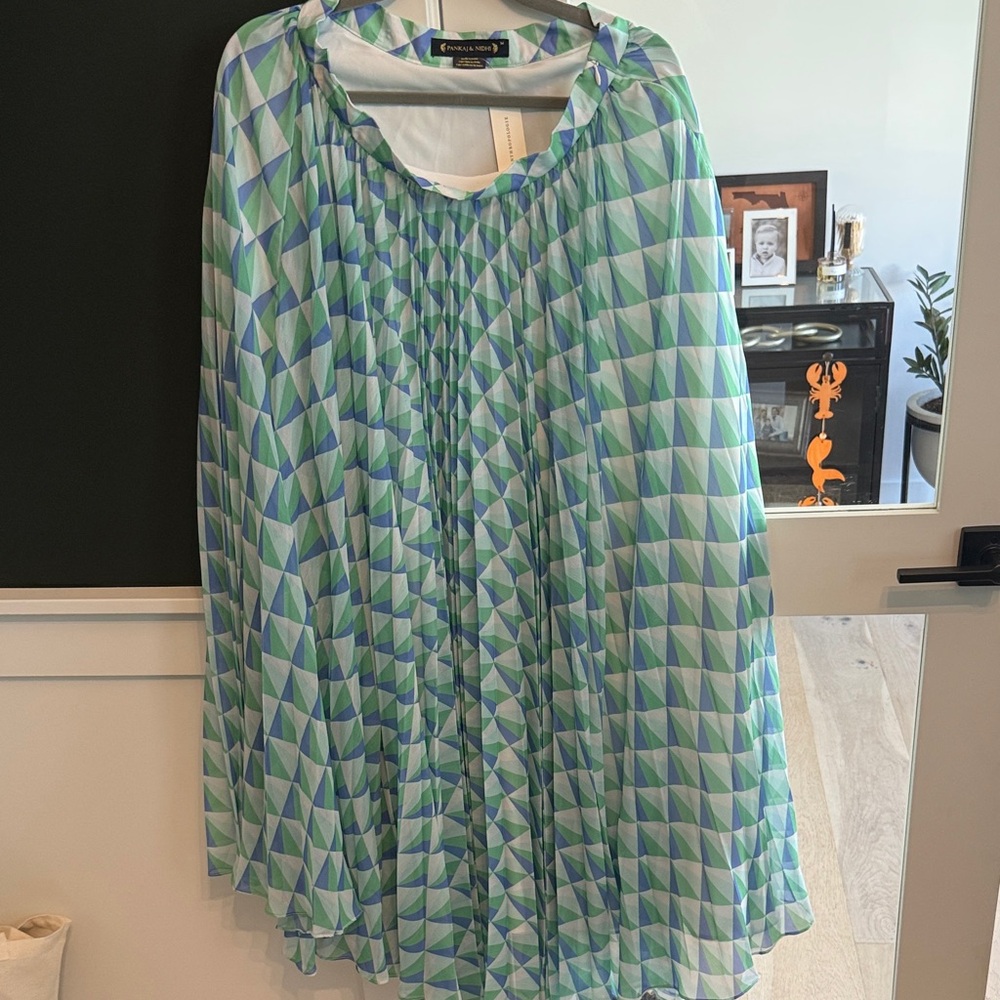 Geometric Blue and Green Skirt